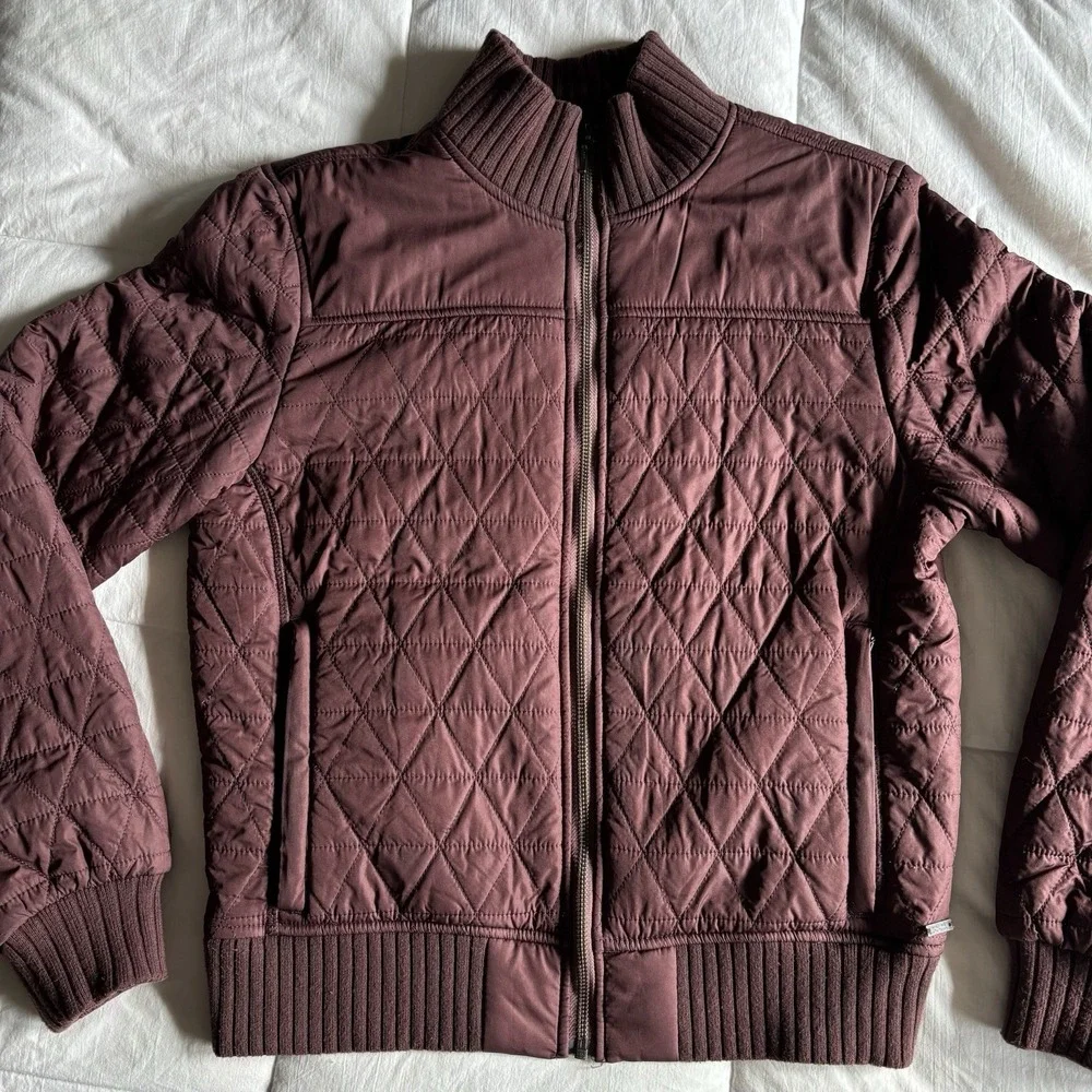 PrAna Diva Bomber Quilted Sherpa Lined Jacket Womens S Brown Wood Outdoor GORP - Picture 3 of 16